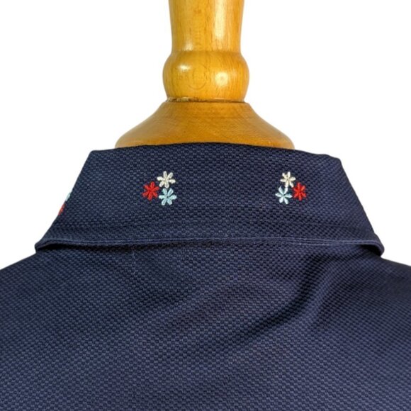 DENIM & CO Embroidered Cotton Stretch Long Sleeve Jacket Navy Size Medium - Picture 11 of 15